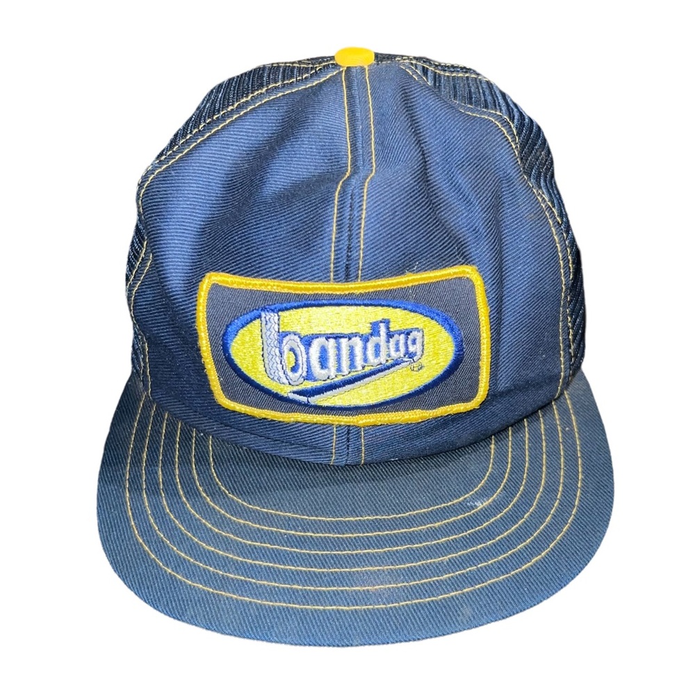 VTG 80s Bandag Service Tire Patch Snapback Mesh Trucker Hat Nomad